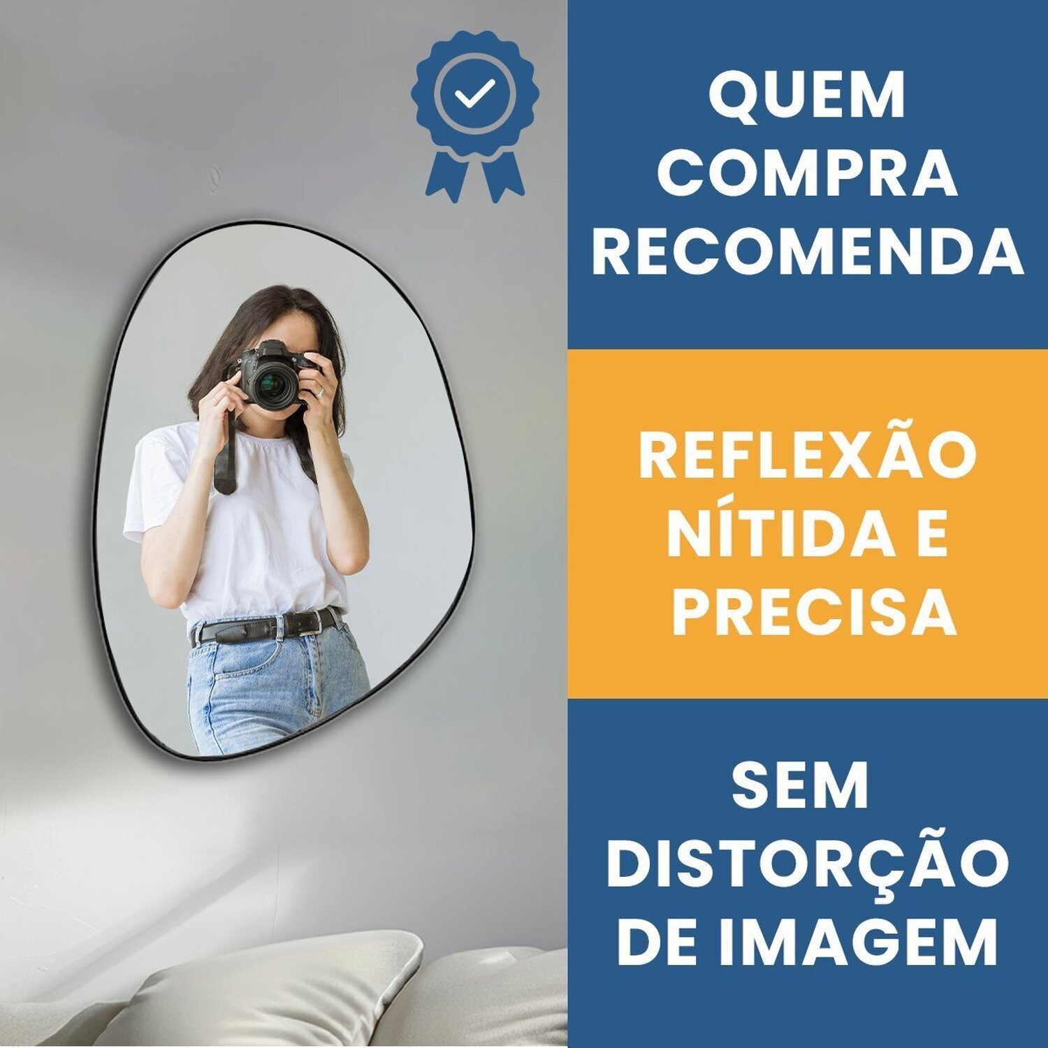 Espelho Decorativo Modelo Orgânico 60x40cm para Sala Cozinha Banheiro - 7