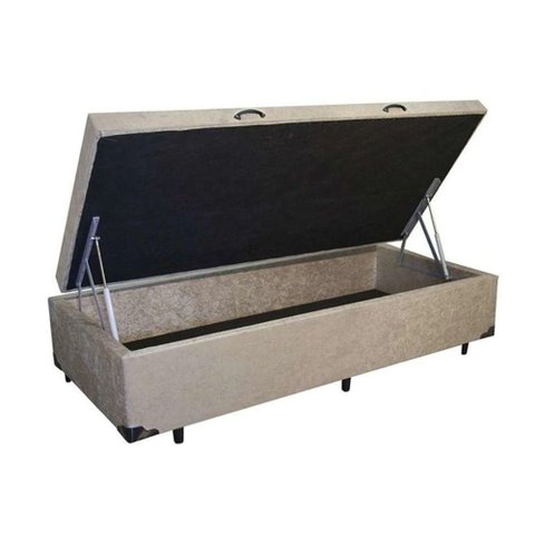 Cama Box Baú Solteiro Bege Suede 88 x 188