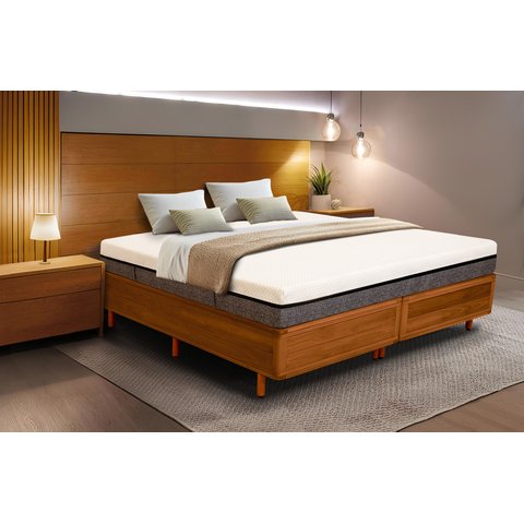 Cama Box Rústica Queen Size Bipartida Serenelife - Imbuia