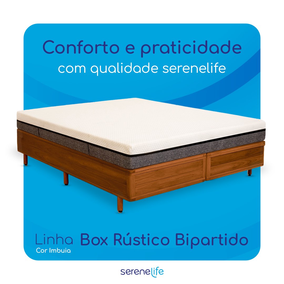 Cama Box Rústica Queen Size Bipartida Serenelife - Imbuia - 4