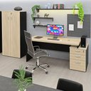 Ver mais imagens de Conjunto Mesa Pedestal e Armário Alto Escritório Netmobil - Dubai/preto