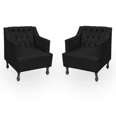 Kit 2 Poltronas para Sala de Estar Clássica Confortável e Reforçada Suede Elizabeth