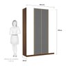 Guarda Roupa 4 Portas Alumínio Inox com Vidro Reflecta Prata 3 Gavetas 159 Cm Prime Luciane Móveis - 3