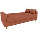 Ver imagem 4 de Sofá Cama 3 Lugares Emilia Reclinável Veludo Ferrugem - Matrix