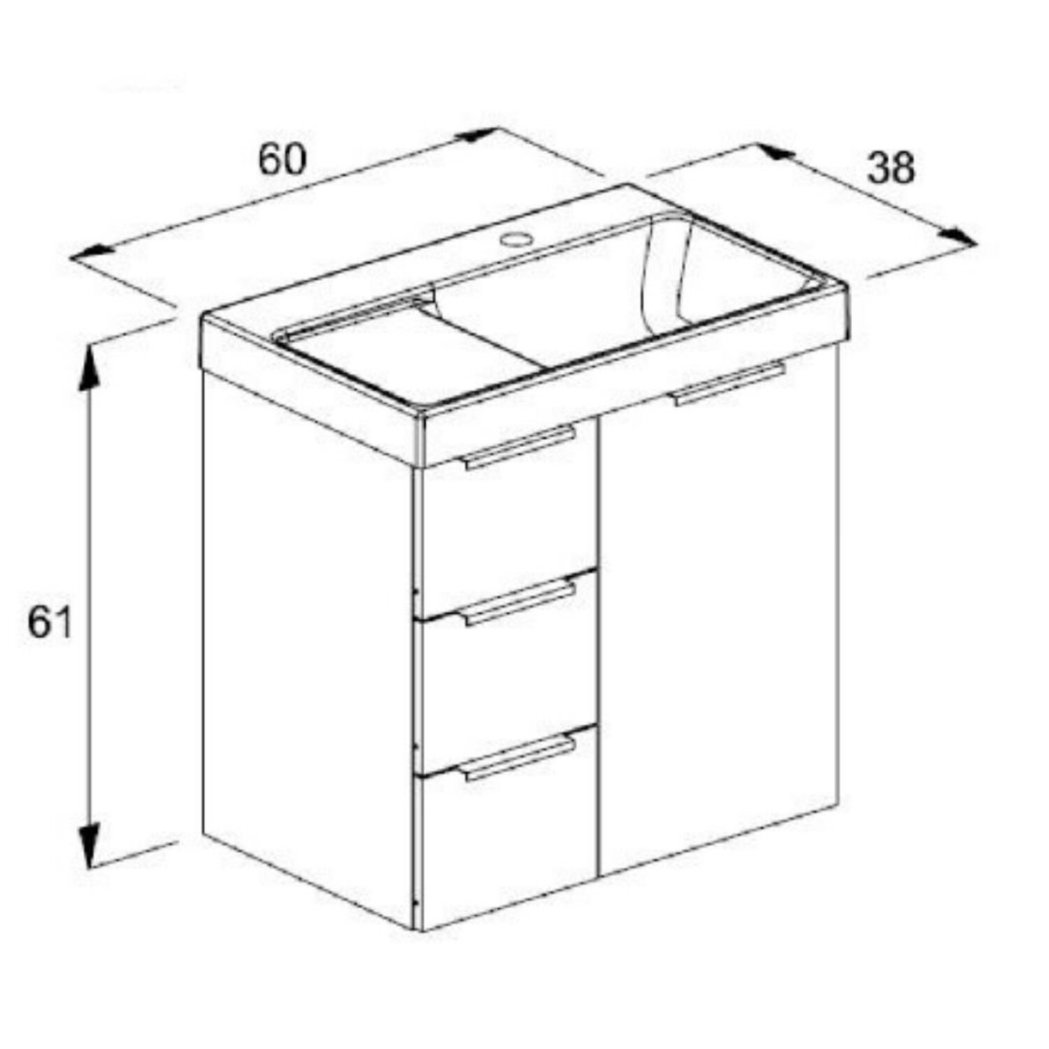 Kit Arenal Gabinete Gaveta e Porta 50x38 Plata com Cuba - 2