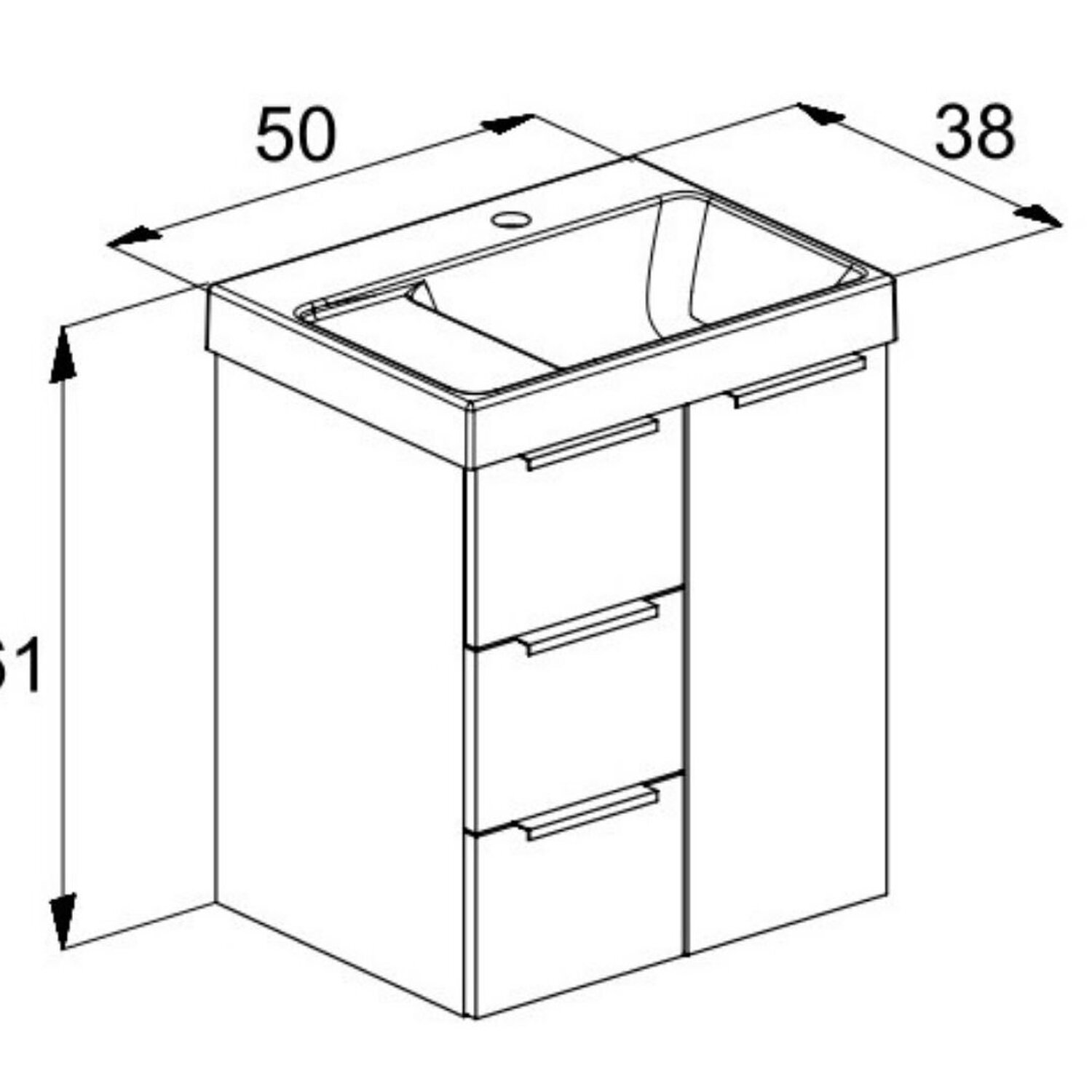 Kit Arenal Gabinete Gaveta e Porta 50x38 com Cuba - 2