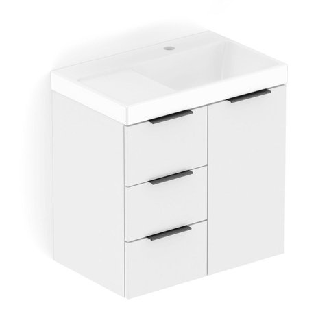 Kit Arenal Gabinete Gaveta e Porta 60x38 com Cuba Branco