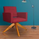 Ver imagem 2 de Poltrona Decorativa Camila Pés Madeira Giratório Suede Vermelho - DS Estofados