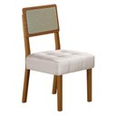 Ver mais imagens de Mesa de Jantar Liz 180x90cm Vidro 25mm Cinamomo Off White com Kit 6 Cadeiras Veludo Palha -Valdemó
