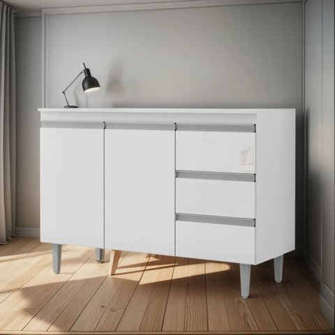 Balcão Gabinete para Pia de 1,20 Andréia Branco sem Tampo