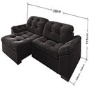 Ver imagem 3 de Sofá Retrátil e Reclinável 2 Lugares 260 cm Pérola Veludo Preto