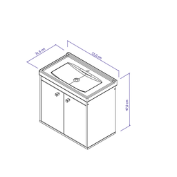 Gabinete Armario para Banheiro Bergamo 51cm com Cuba - 6