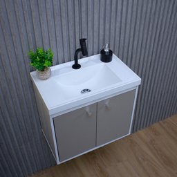 Gabinete Armario para Banheiro Bergamo 51cm com Cuba - 4