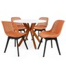 Conjunto Mesa de Jantar Redonda Marci 100cm Branca com 4 Cadeiras Design Marcela - Marrom - 1