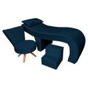 Ver imagem 1 de Kit Maca Metalasse com Mocho e Escadinha 70 Cm Base Slk Decor Nina Azul Royal