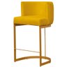 Banco Banqueta Decorativa Emília Suede Amarelo para Cozinha Base Dourada - Vs Decor - 1