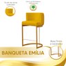 Banco Banqueta Decorativa Emília Suede Amarelo para Cozinha Base Dourada - Vs Decor - 4