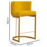 Banco Banqueta Decorativa Emília Suede Amarelo para Cozinha Base Dourada - Vs Decor - 3