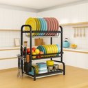 Ver imagem 4 de Escorredor de Pratos Triplo Premium Black Design Moderno e Organizador