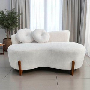 Namoradeira Sofá Feijão Lounge Orgânica Linho Bege