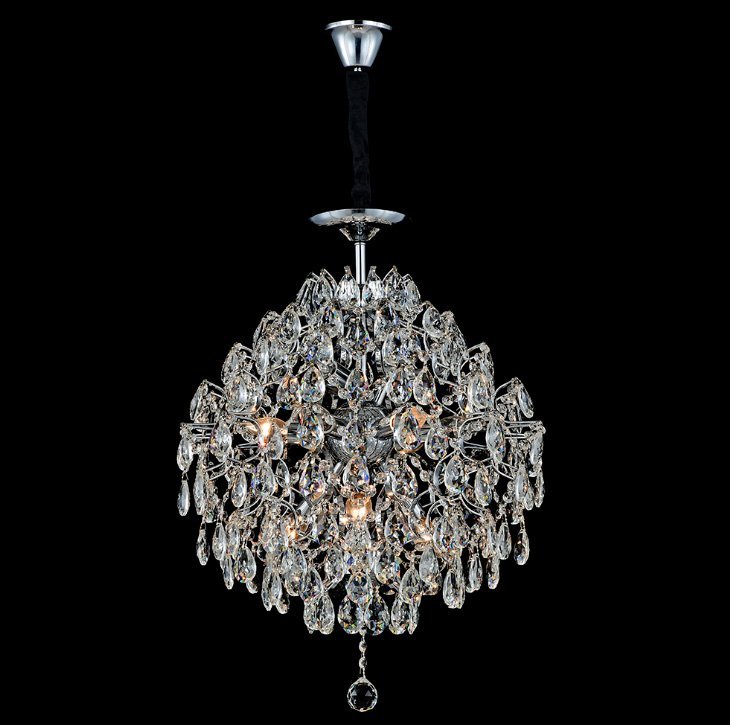 Lustre Cromado com Cristais Transparente 43cm 6e14 Paris Luz