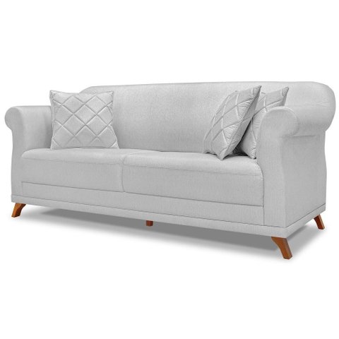 Sofa 2 Lugares Retro Polo 160cm com Almofada Linho Grigio Ezz Grigio