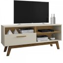 Ver imagem 5 de Rack para TV Até 55 Polegadas Santorini 1 Porta Off White/Cinamomo - Pnr Móveis