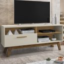 Ver imagem 1 de Rack para TV Até 55 Polegadas Santorini 1 Porta Off White/Cinamomo - Pnr Móveis
