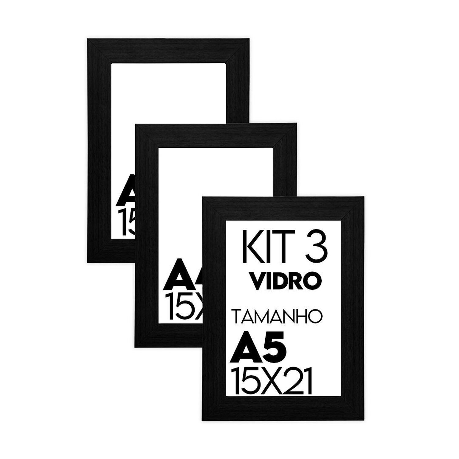 Porta Retrato de Vidro 15x21cm Kit com 3 Unidades - 2