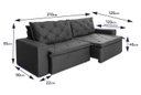 Ver imagem 3 de Sofá Cama Retrátil Reclinável 2,10m Bangkok Suede Velut Cinza Molas no Assento - King House