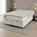 Ver imagem 2 de Cama Box Baú Casal Queen Colchão Espuma D33 Pillow Top New Millenium Branco Hellen
