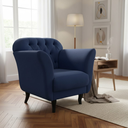Ver imagem 1 de Poltrona Decorativa Dália Suede Azul Marinho Pés Madeira Mz Decor