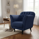 Ver imagem 2 de Poltrona Decorativa Dália Suede Azul Marinho Pés Madeira Mz Decor
