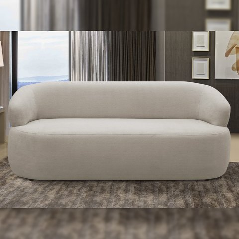 Sofá 2 Lugares Orgânico Sala de Estar Living 140cm Carmen F04 Veludo Bege - Lyam Decor