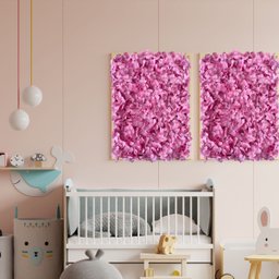 1 Painel de Parede 60x40 Flores Artificiais para Festas e Decoração de Casa - Rosa - 4