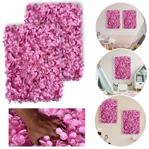 1 Painel de Parede 60x40 Flores Artificiais para Festas e Decoração de Casa - Rosa