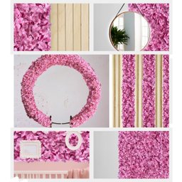 1 Painel de Parede 60x40 Flores Artificiais para Festas e Decoração de Casa - Rosa - 3