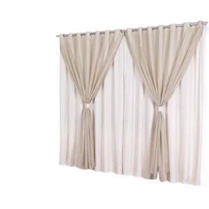 Cortina oxford com voil 6,00x2,50 Para Varão Simples:Avelã