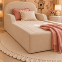 Ver imagem 4 de Cama Montessoriana Infantil Solteiro Estofada com Colchão e Proteção Lateral - Nude