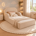 Ver imagem 1 de Cama Montessoriana Infantil Solteiro Estofada com Colchão e Proteção Lateral - Nude