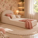 Ver mais imagens de Cama Montessoriana Infantil Solteiro Estofada com Colchão e Proteção Lateral - Nude