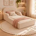 Ver imagem 5 de Cama Montessoriana Infantil Solteiro Estofada com Colchão e Proteção Lateral - Nude