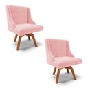 Ver imagem 1 de Kit 2 Cadeiras Estofadas Giratória para Sala de Jantar Lia Suede Rosa Bebê - Ibiza