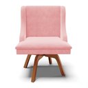 Ver mais imagens de Kit 2 Cadeiras Estofadas Giratória para Sala de Jantar Lia Suede Rosa Bebê - Ibiza