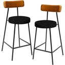 Ver imagem 1 de Kit 02 Banquetas Baixa Cozinha Sala Jantar Bancada Milão L02 Couríssimo Whisky Chumbo - Lyam Decor L