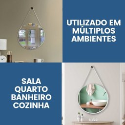 Espelho Adnet Redondo 30cm com Alça e Suporte para Sala Quarto Banheiro Hall - 5
