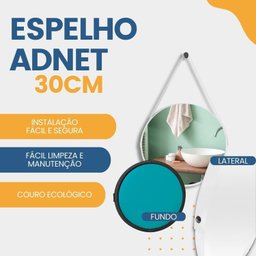 Espelho Adnet Redondo 30cm com Alça e Suporte para Sala Quarto Banheiro Hall - 7