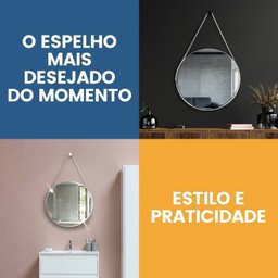 Espelho Adnet Redondo 30cm com Alça e Suporte para Sala Quarto Banheiro Hall - 4