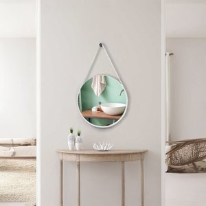 Espelho Adnet Redondo 30cm com Alça e Suporte para Sala Quarto Banheiro Hall