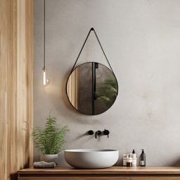 Espelho Adnet Redondo 30cm com Alça e Suporte para Sala Quarto Banheiro Hall - 2